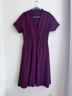 Purple Women's V-Neck Short Sleeve Dress